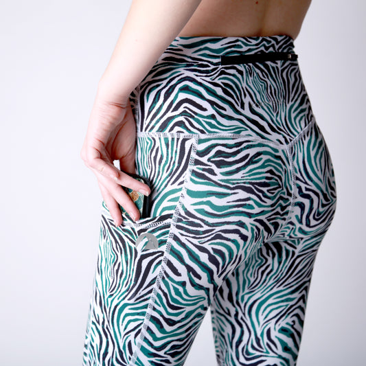 Green Zebra Full Length Leggings - koko+kind Running Uk