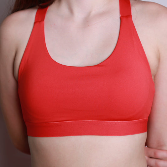 Hot Coral Cross Back Bra - koko+kind Running Uk