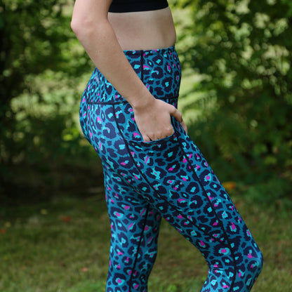 Teal Garden leopard Leggings 7/8ths - koko+kind Running Uk