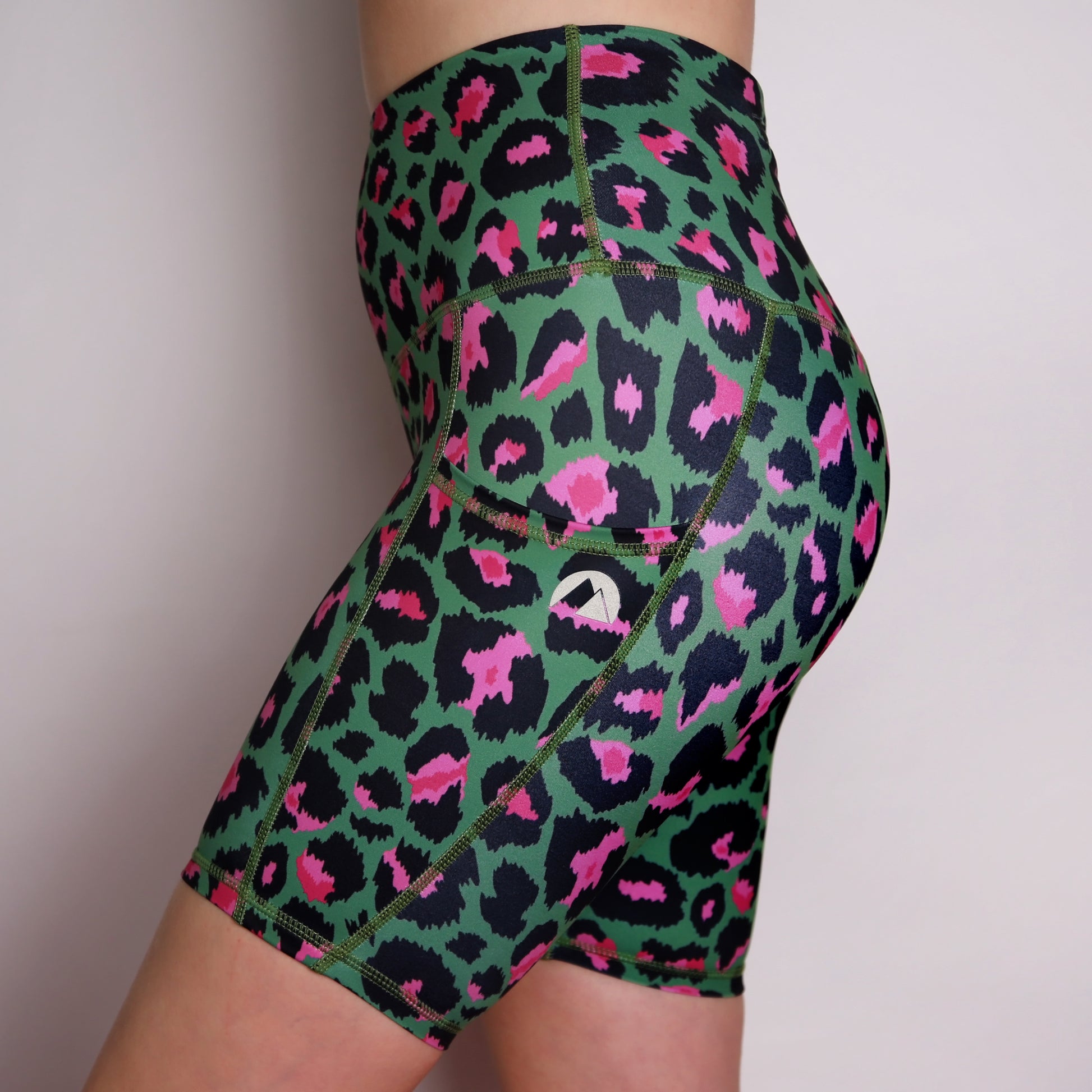 Khaki Leopard Mid-Thigh Short - koko+kind Running Uk