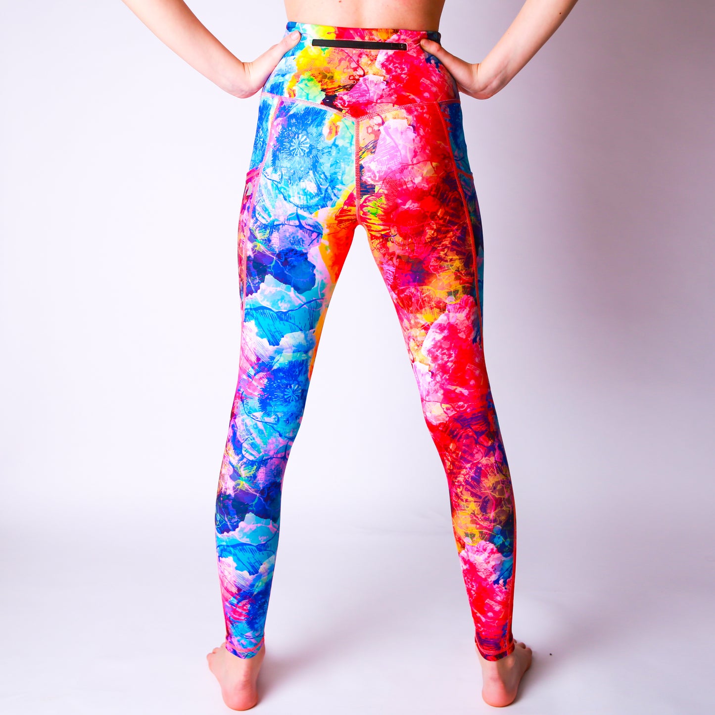 Rainbow Brite, Bright Floral Leggings. Activewear UK, Zero Gravity, Pride.
