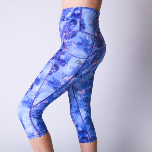 Purple Bee print Leggings. Activewear Uk