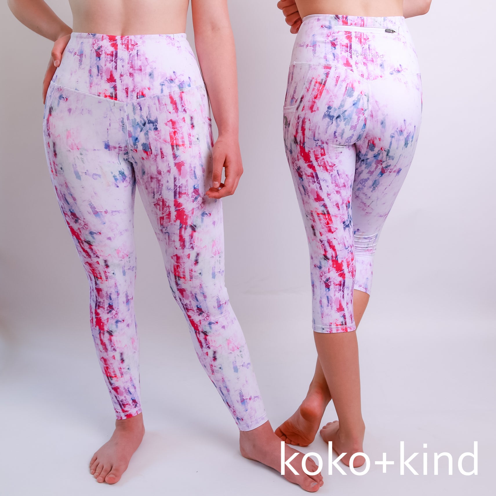 koko and kind Glitch LEGGINGS - pink abstract art