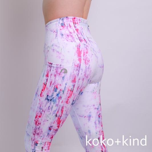 koko and kind Glitch LEGGINGS - pink abstract art